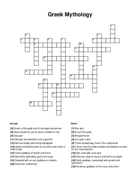 greek mythology crossword puzzle|Ancient Greek Mythology Figures Crossword Puzzle